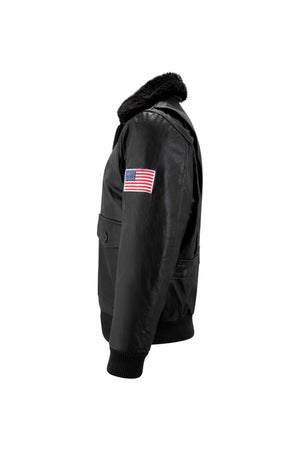 Giacca Bomber da Uomo Stile Pilota Militare in Vera Pelle - Nero - Infinity Leather - 3