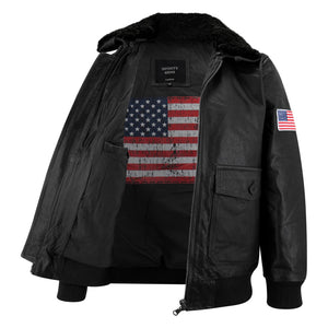 Giacca Bomber da Uomo Stile Pilota Militare in Vera Pelle - Nero - Infinity Leather - 6