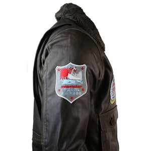 Herren-Flieger-Bomberjacke aus Leder der US Aviator Air Force mit schwarzem Pelzkragen - Braun - Aviatrix - 13