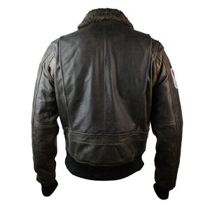 Herren-Flieger-Bomberjacke aus Leder der US Aviator Air Force mit schwarzem Pelzkragen - Braun - Aviatrix - 14