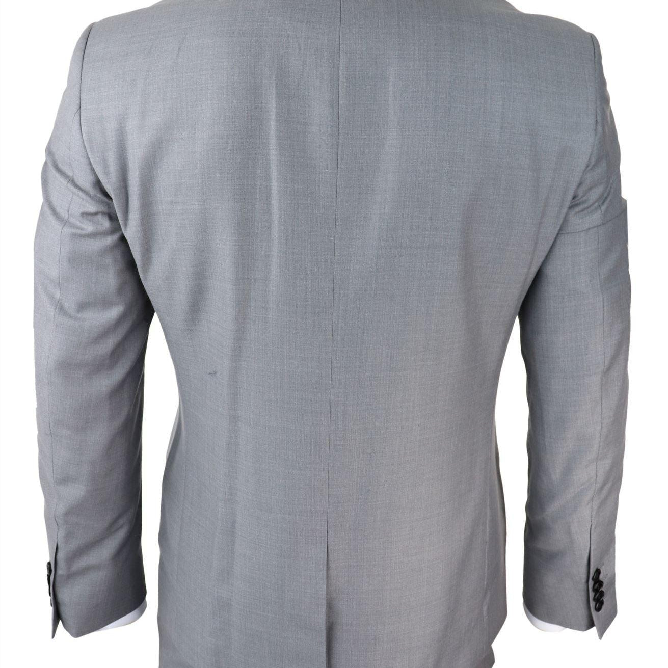 Mens Light Grey 3 Piece Suit Classic Stitch Wedding Summer Prom Classic Grooms-TruClothing