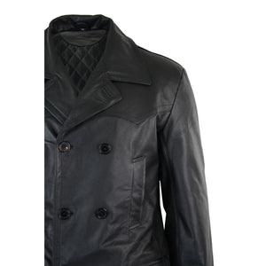 Giacca Lunga da Uomo in Vera Pelle Nera Stile a Doppio Petto Punk dr Who - Infinity Leather - 4