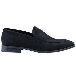 Men's Moccasin Loafers Shoes Leather Lined Slip On Suede Smart Formal Shoe - Black - Dolcetto - 1