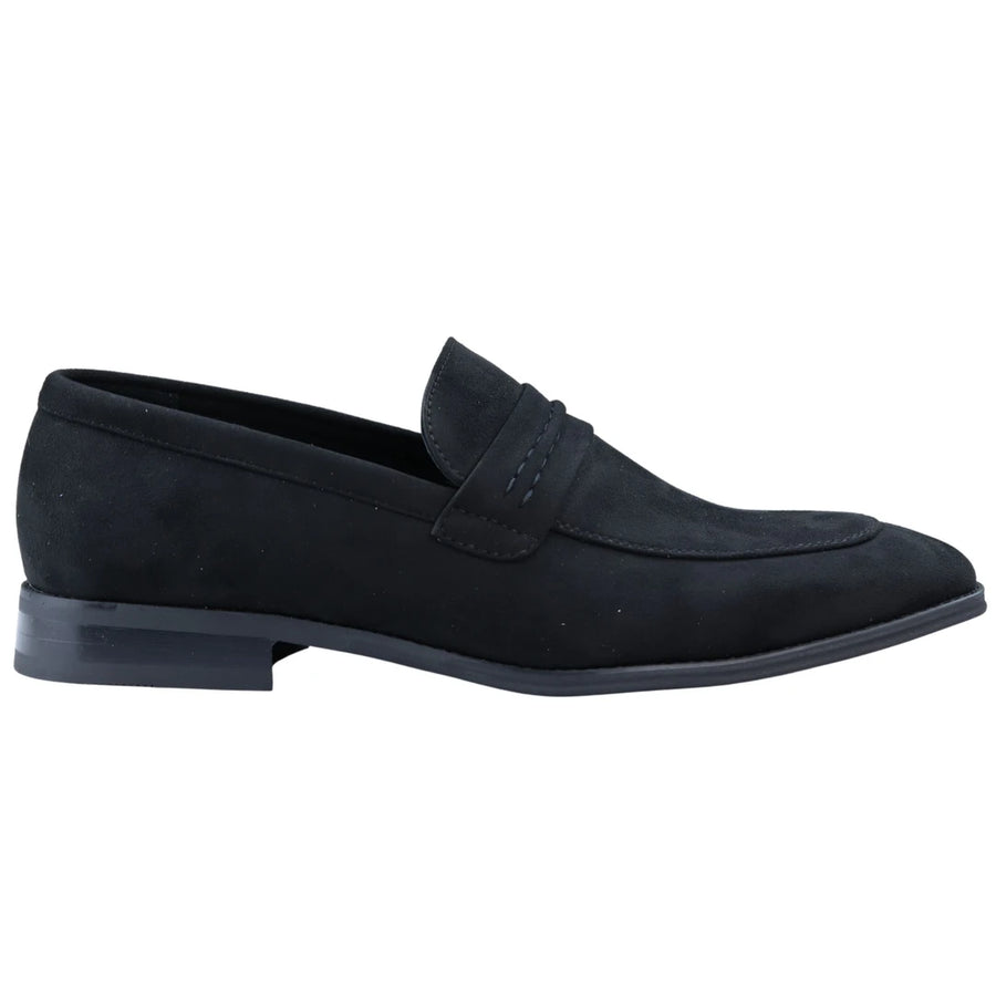 Men's Moccasin Loafers Shoes Leather Lined Slip On Suede Smart Formal Shoe - Black - Dolcetto - 1