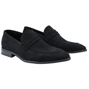 Men's Moccasin Loafers Shoes Leather Lined Slip On Suede Smart Formal Shoe - Black - Dolcetto - 2