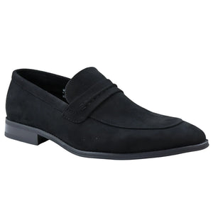 Men's Moccasin Loafers Shoes Leather Lined Slip On Suede Smart Formal Shoe - Black - Dolcetto - 3