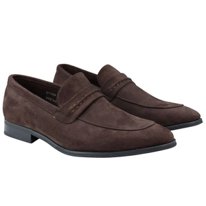 Men's Moccasin Loafers Shoes Leather Lined Slip On Suede Smart Formal Shoe - Brown - Dolcetto - 7