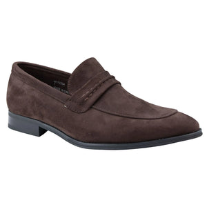 Men's Moccasin Loafers Shoes Leather Lined Slip On Suede Smart Formal Shoe - Brown - Dolcetto - 8
