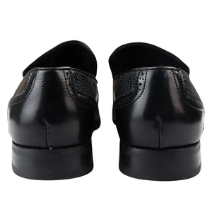 Men's Moccasin Loafers Shoes Leather Lined Slip On Tassel Trim Smart Formal Shoe - Black - Dolcetto - 5