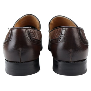 Men's Moccasin Loafers Shoes Leather Lined Slip On Tassel Trim Smart Formal Shoe - Brown - Dolcetto - 11