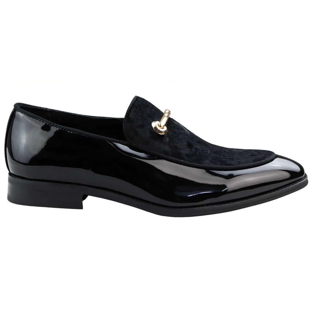 Men's Moccasin Loafers Shoes Leather Lined Slip On Velvet Smart Formal Shoe - Black - Dolcetto - 1