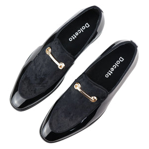 Men's Moccasin Loafers Shoes Leather Lined Slip On Velvet Smart Formal Shoe - Black - Dolcetto - 4
