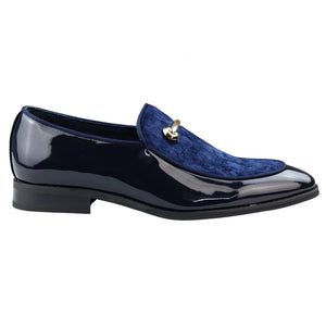 Men's Moccasin Loafers Shoes Leather Lined Slip On Velvet Smart Formal Shoe - Blue - Dolcetto - 7