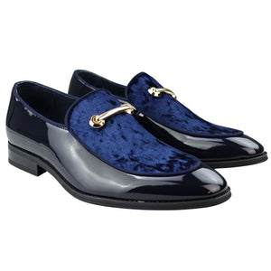 Men's Moccasin Loafers Shoes Leather Lined Slip On Velvet Smart Formal Shoe - Blue - Dolcetto - 8