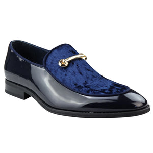 Men's Moccasin Loafers Shoes Leather Lined Slip On Velvet Smart Formal Shoe - Blue - Dolcetto - 9