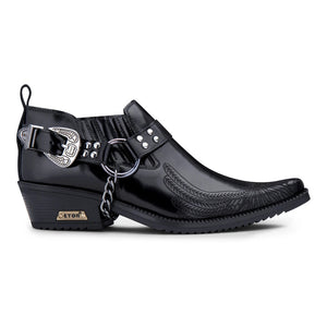 Men's Patent Leather Western Shoes - Black - Etor - 6