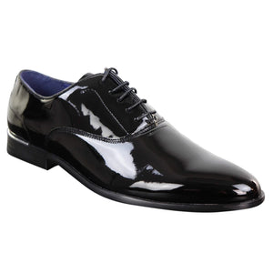 Mens Patent Shiny Formal Shoes - Black - Elong - 2