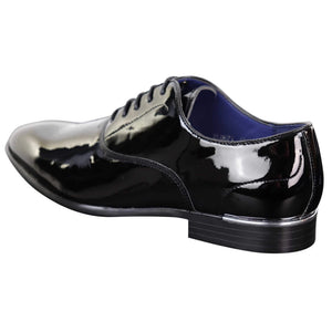 Mens Patent Shiny Formal Shoes - Black - Elong - 4