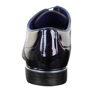 Mens Patent Shiny Formal Shoes - Navy - Elong - 10