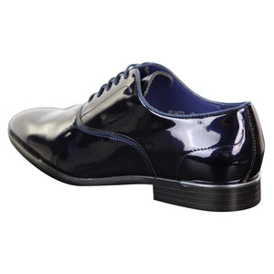 Mens Patent Shiny Formal Shoes - Navy - Elong - 9