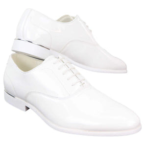 Mens Patent Shiny Formal Shoes - White - Elong - 13
