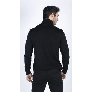 Herren Polar Neck Pullover Hoher Rollkragen Slim Fit Leichtgewicht - Schwarz - TruClothing.com - 3