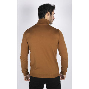 Herren Polar Neck Pullover Hoher Rollkragen Slim Fit Leichtgewicht - Kamel - TruClothing.com - 15