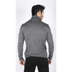 Herren Polar Neck Pullover Hoher Rollkragen Slim Fit Leichtgewicht - Dunkelgrau - TruClothing.com - 18