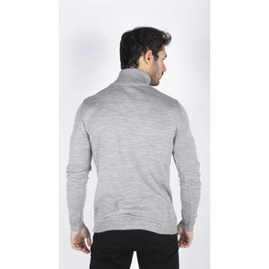 Herren Polar Neck Pullover Hoher Rollkragen Slim Fit Leichtgewicht - Grau - TruClothing.com - 24