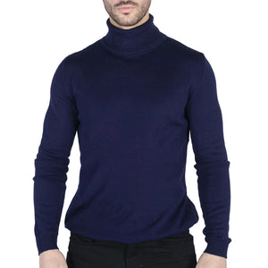 Herren Polar Neck Pullover Hoher Rollkragen Slim Fit Leichtgewicht - Marineblau - TruClothing.com - 25