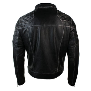 Men's Punk Rock Leather Cross Zip Biker Jacket Effect - Aviatrix - 5