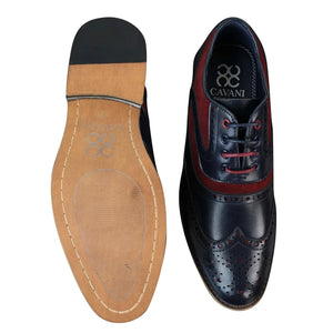 Mens Real Leather & Suede Laced Gatsby Brouges Smart Casual Designer Retro Shoes - Burgundy - House of Cavani - 8