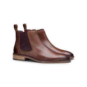 Mens Real Leather Chelsea Dealer Boots Slip On Smart Casual Retro VIntage Blinders Classic - Brown - London Brogues - 2