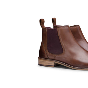 Mens Real Leather Chelsea Dealer Boots Slip On Smart Casual Retro VIntage Blinders Classic - Brown - London Brogues - 3