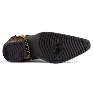 Botas de tobillo de vaquero estilo cocodrilo de cuero real para hombre Baile de tacón cubaño occidental - Marrón - Etor - 5