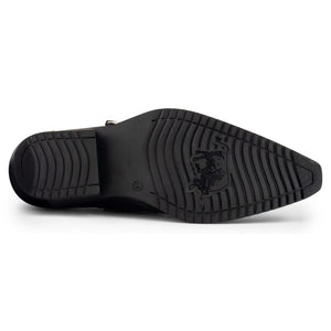 Mens Real Leather Riding Shoes with Buckle - Black - Etor - 5