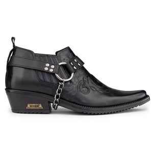 Mens Real Leather Riding Shoes with Chain - Black - Etor - 1