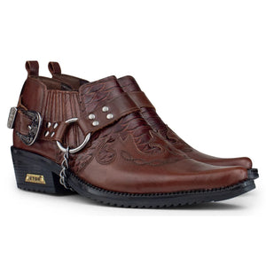 Mens Real Leather Riding Shoes with Chain - Brown - Etor - 7