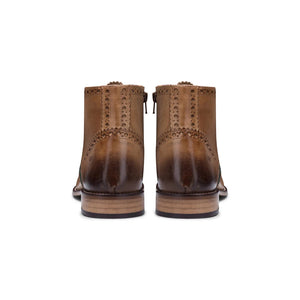 Bottines pour homme cuir véritable style brogues vintage années 20 daim tweed lacets chic habillé - London Brogues - 5