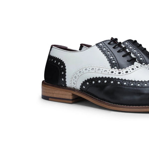 Zapatos brogues de cuero real con cordones de tweed de ante ideal al estilo de los años 20 ideal para un look elegantes para hombre - Negro - London Brogues - 17