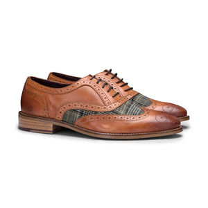 Scarpe Formali da Uomo Brogues Vintage in Vera Pelle e Tweed - London Brogues - 10