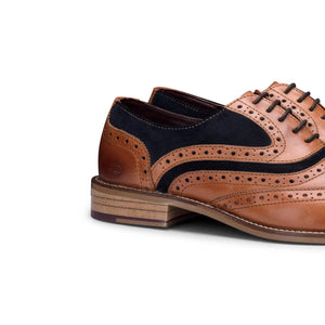 Scarpe Formali da Uomo Brogues Vintage in Vera Pelle e Tweed - London Brogues - 3