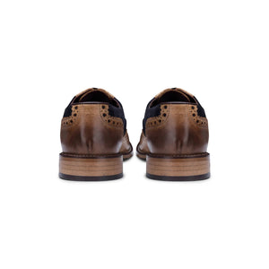 Zapatos brogues de cuero real con cordones de tweed de ante ideal al estilo de los años 20 ideal para un look elegantes para hombre - Bronceado - London Brogues - 36