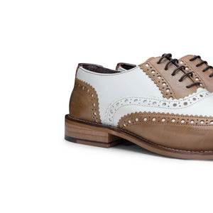 Zapatos brogues de cuero real con cordones de tweed de ante ideal al estilo de los años 20 ideal para un look elegantes para hombre - Bronceado - London Brogues - 42
