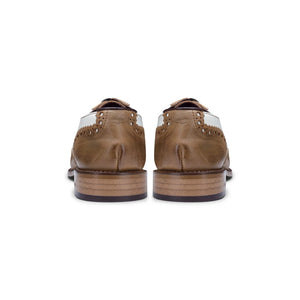 Zapatos brogues de cuero real con cordones de tweed de ante ideal al estilo de los años 20 ideal para un look elegantes para hombre - Bronceado - London Brogues - 44