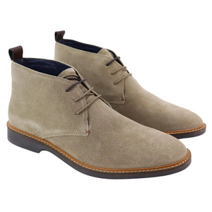 Mens Real Suede Italian Slip On Ankle Boots Smart Casual Desert Chelsea Dealer - Beige - House of Cavani - 18
