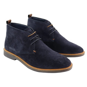 Mens Real Suede Italian Slip On Ankle Boots Smart Casual Desert Chelsea Dealer - Navy - House of Cavani - 14