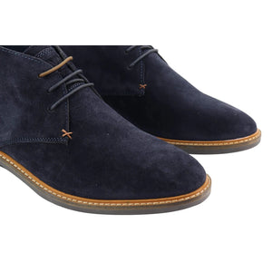Mens Real Suede Italian Slip On Ankle Boots Smart Casual Desert Chelsea Dealer - Navy - House of Cavani - 15