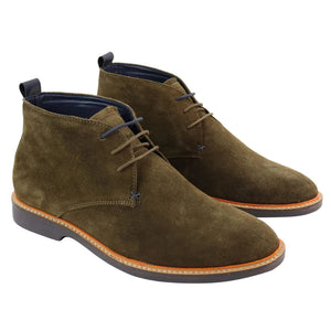 Mens Real Suede Italian Slip On Ankle Boots Smart Casual Desert Chelsea Dealer - Olive - House of Cavani - 10