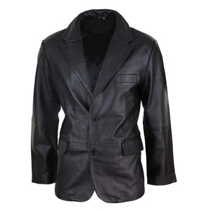 Men's Regular Fit Classic Leather 2 Button Blazer Jacket - Infinity Leather - 2